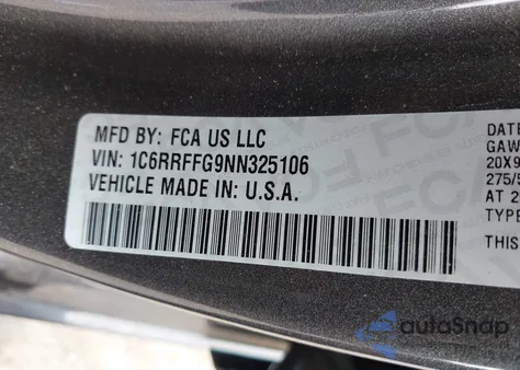 2022 Ram 1500 Big Horn 4X4 5'7 Box z USA, uszkodzony, nr VIN 1C6RRFFG9NN325106